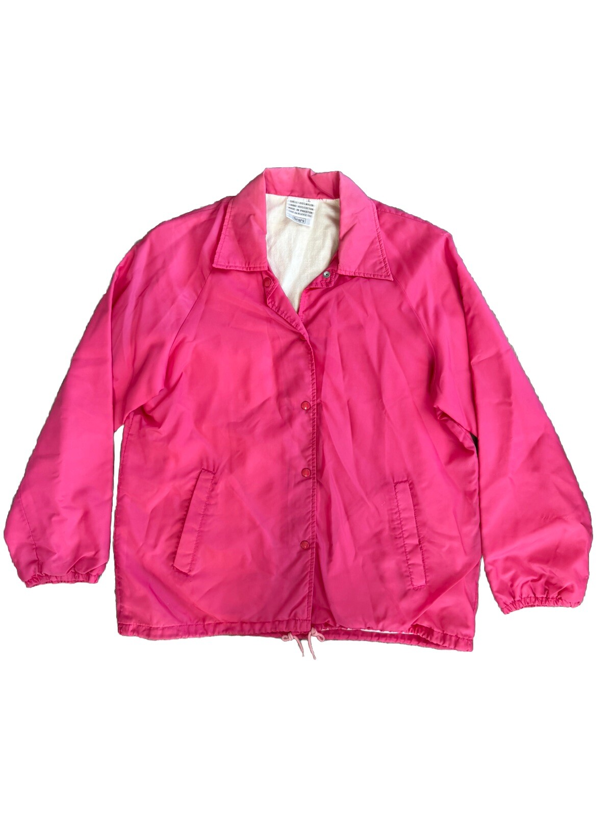 Vintage 80s SEARS HOT BARBIE PINK Nylon WINDBREAKER COACH Jacket! Size Large