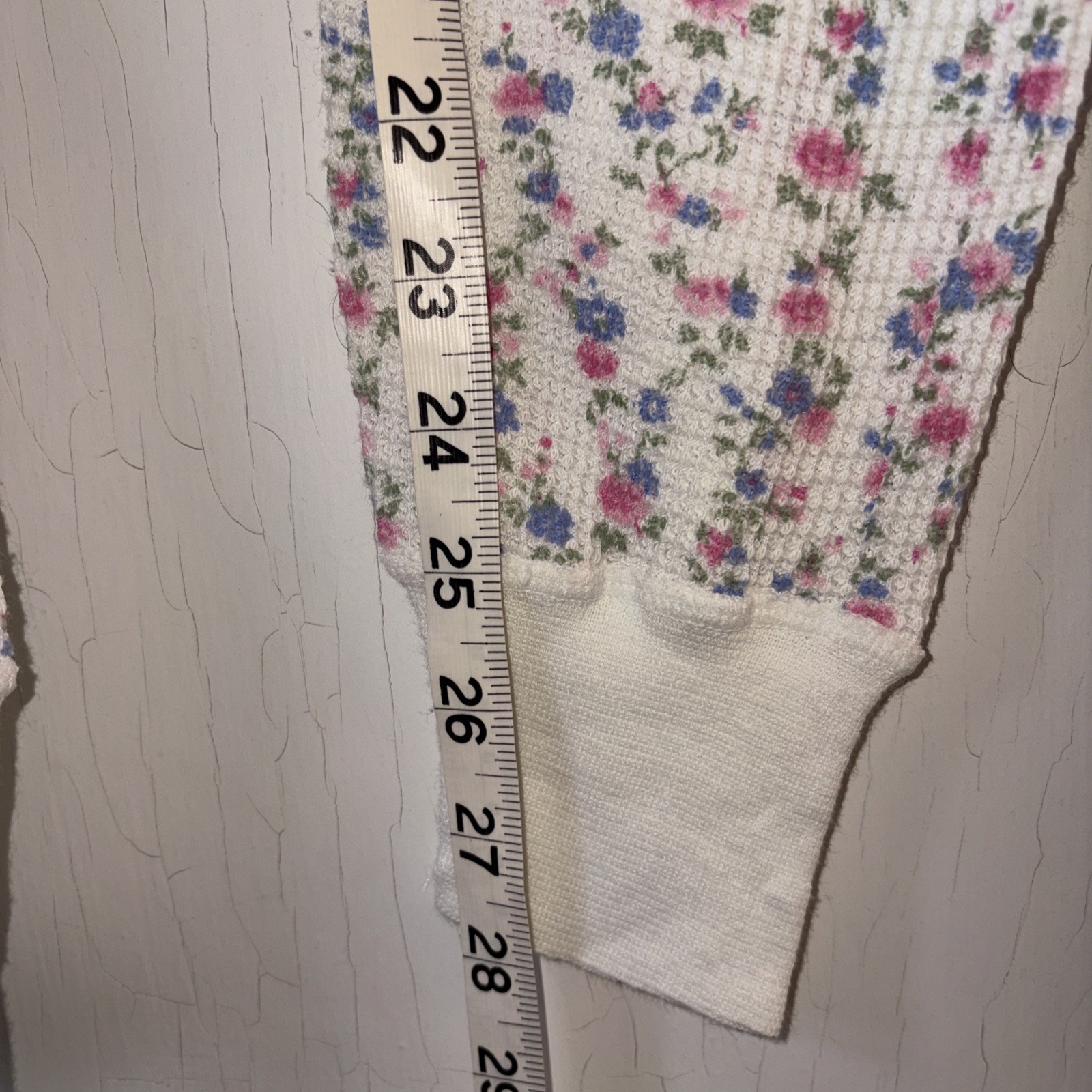 Vintage Pink Floral Waffle Knit Thermal Long Johns M / L New NWOT