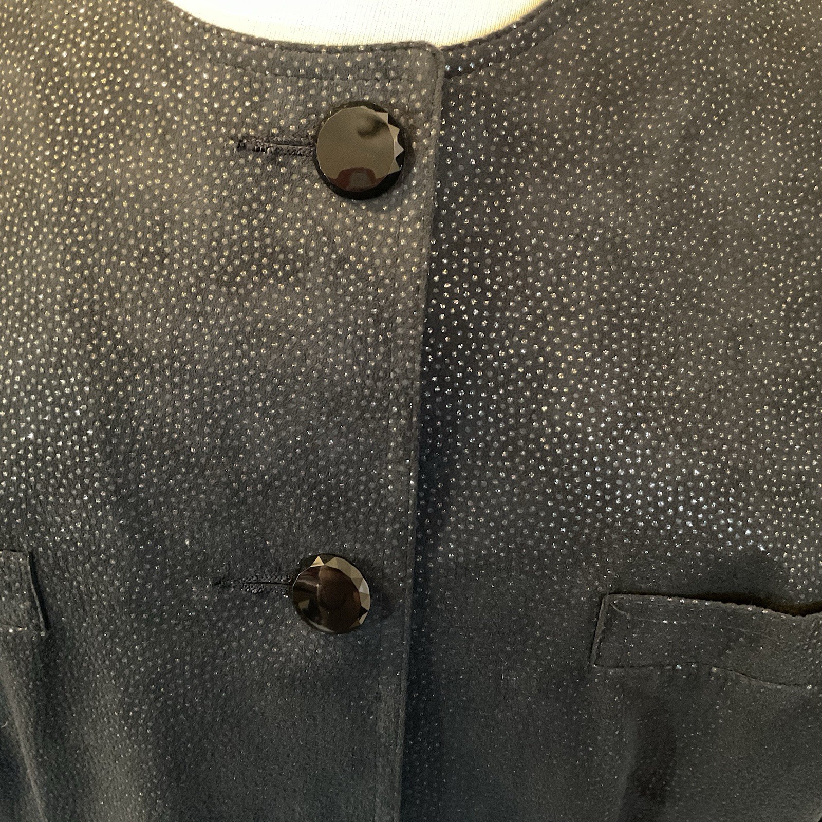 Vintage 80s Count Romi Ultra Suede Black Suit / Pencil Skirt Set Size 14