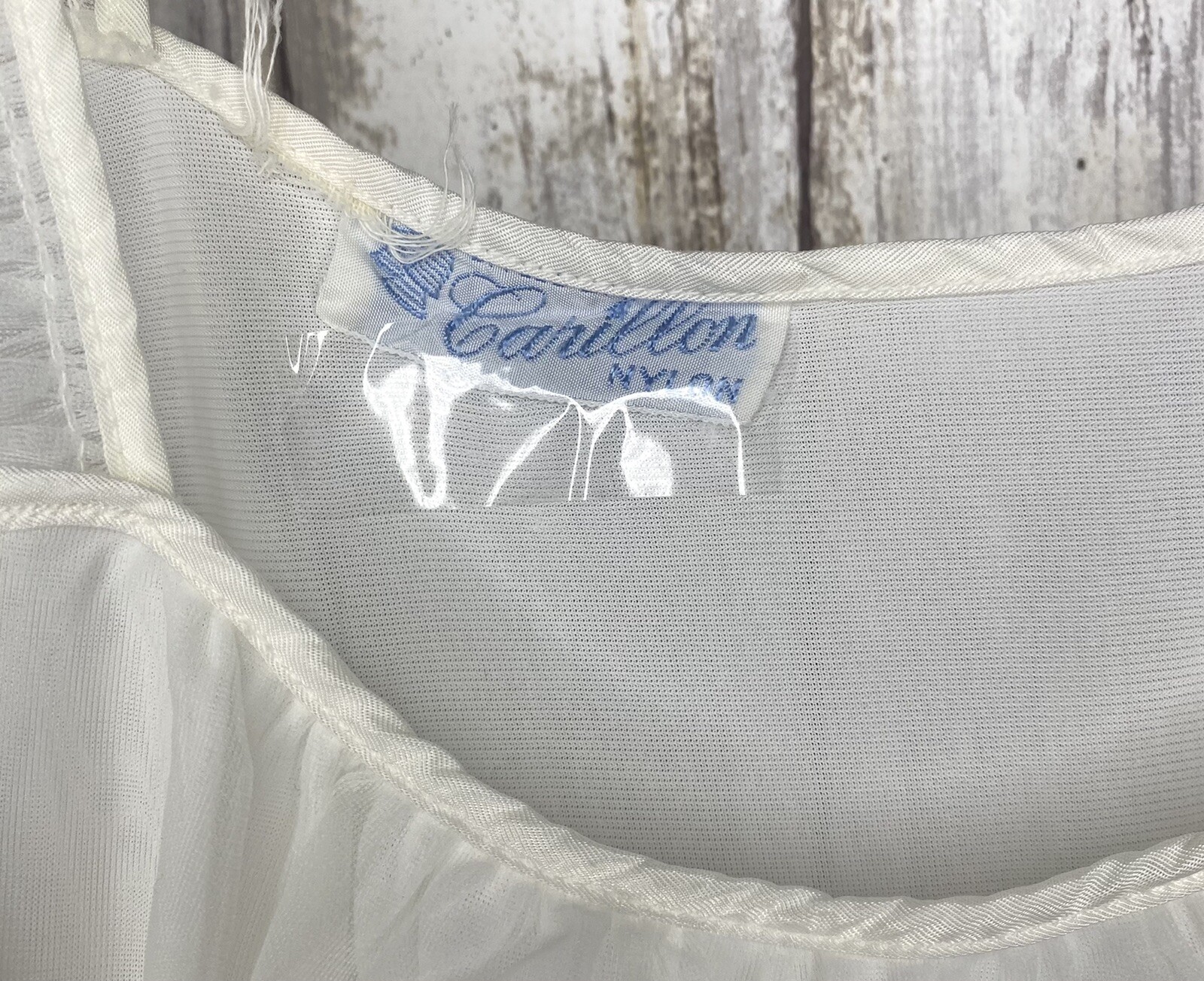 Vintage Carillon Women’s Nightgown Ivory Chiffon Floral Lace No Size