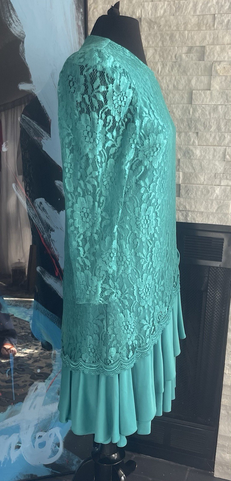 Vintage David Rose Green Victorian Lace Party Cocktail Dress Size 10