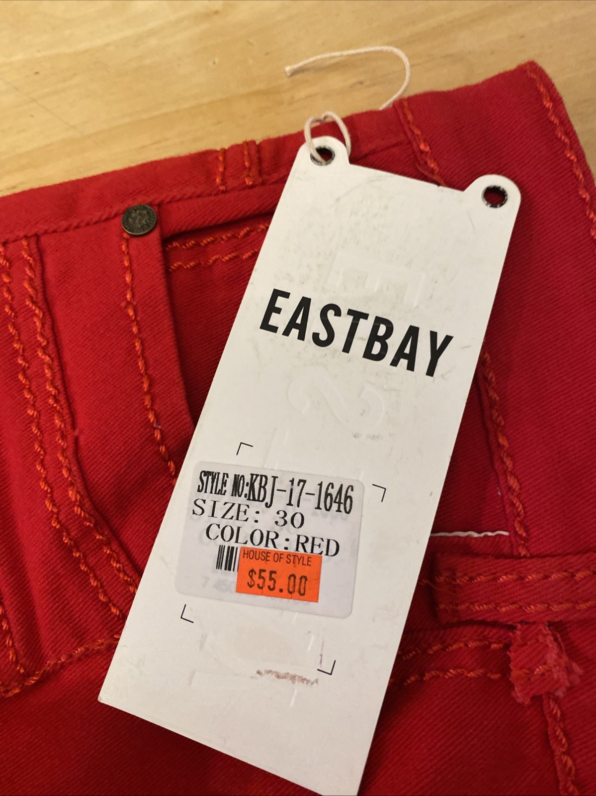 Vintage Eastbay Denim Jeans Pants NOS NWT Red Size 30