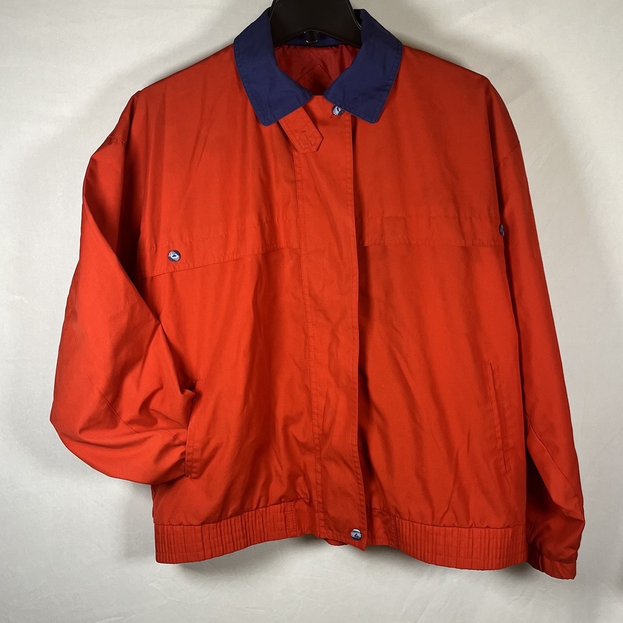 Sergio Valente Vintage 80s jacket Bomber Red Blue Zip Button Size Medium Adult