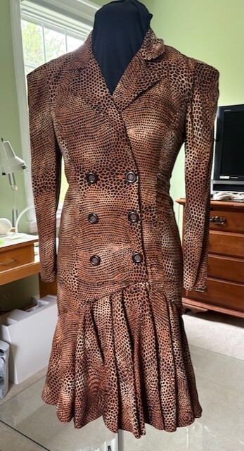 vintage 2000s Raul Blanco/Neiman Marcus haute coutre double breasted silk dress