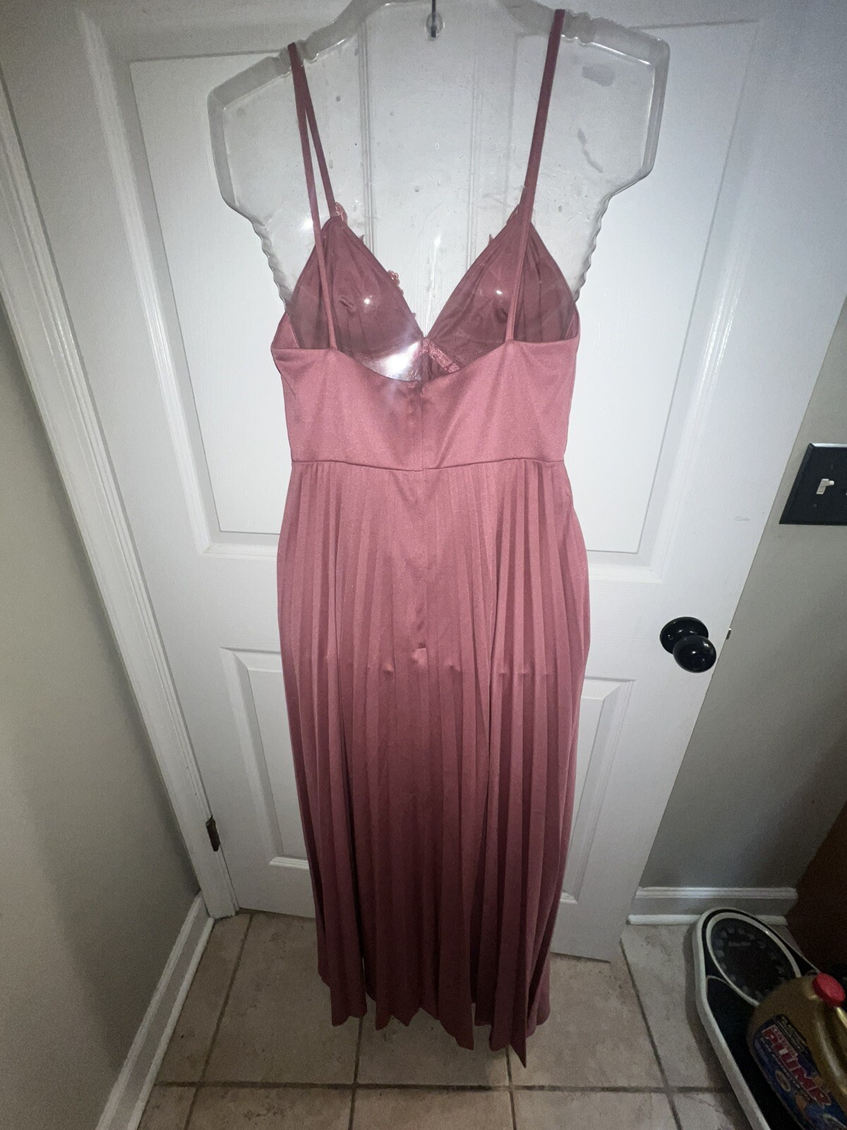 Vtg. The House Of Nu Mode Pleated Full Length Mauve Dress Canada