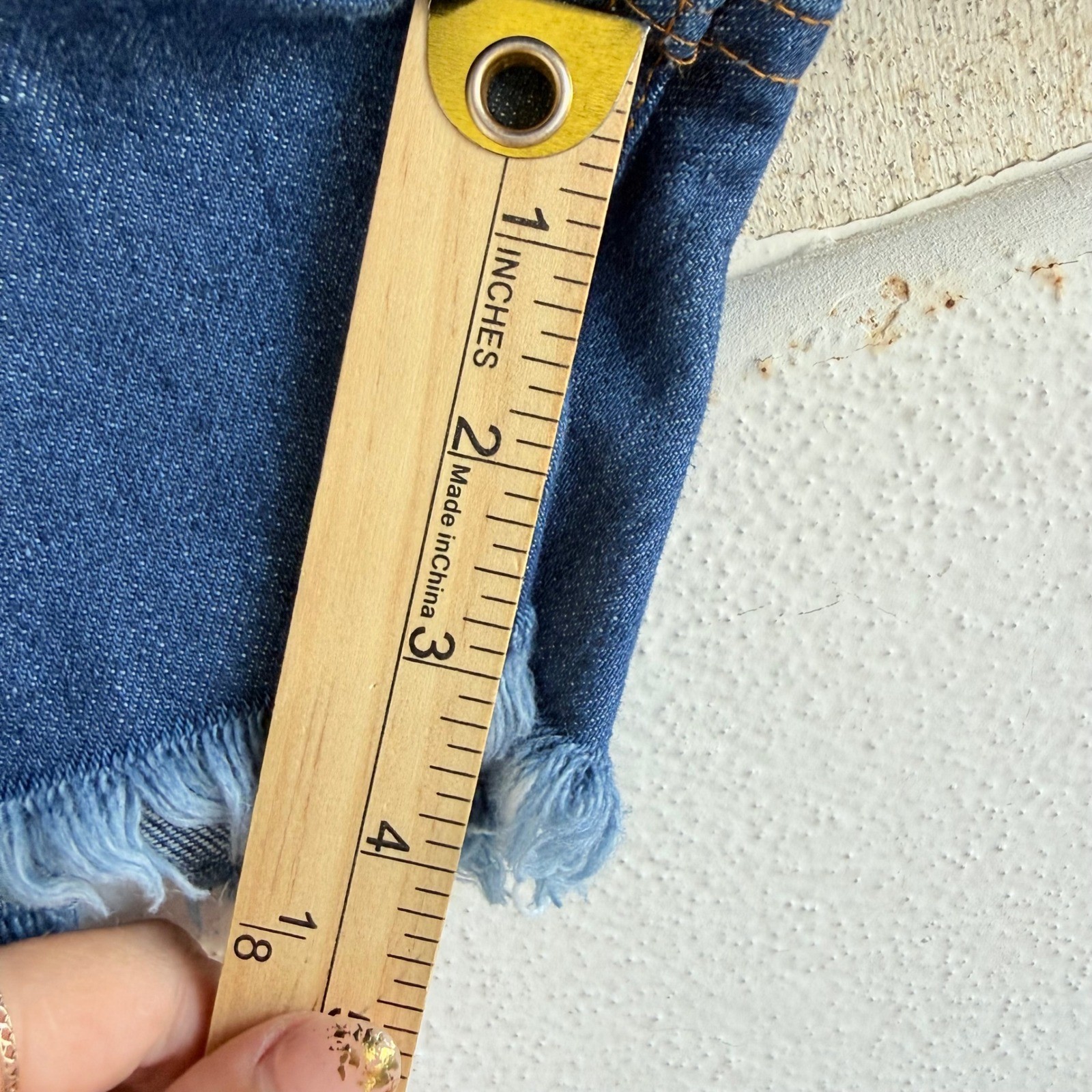 Vtg 70s Denim Shorts High Waisted Jean Cutoffs Raw Hem Sears Thumbs Up Womens 32