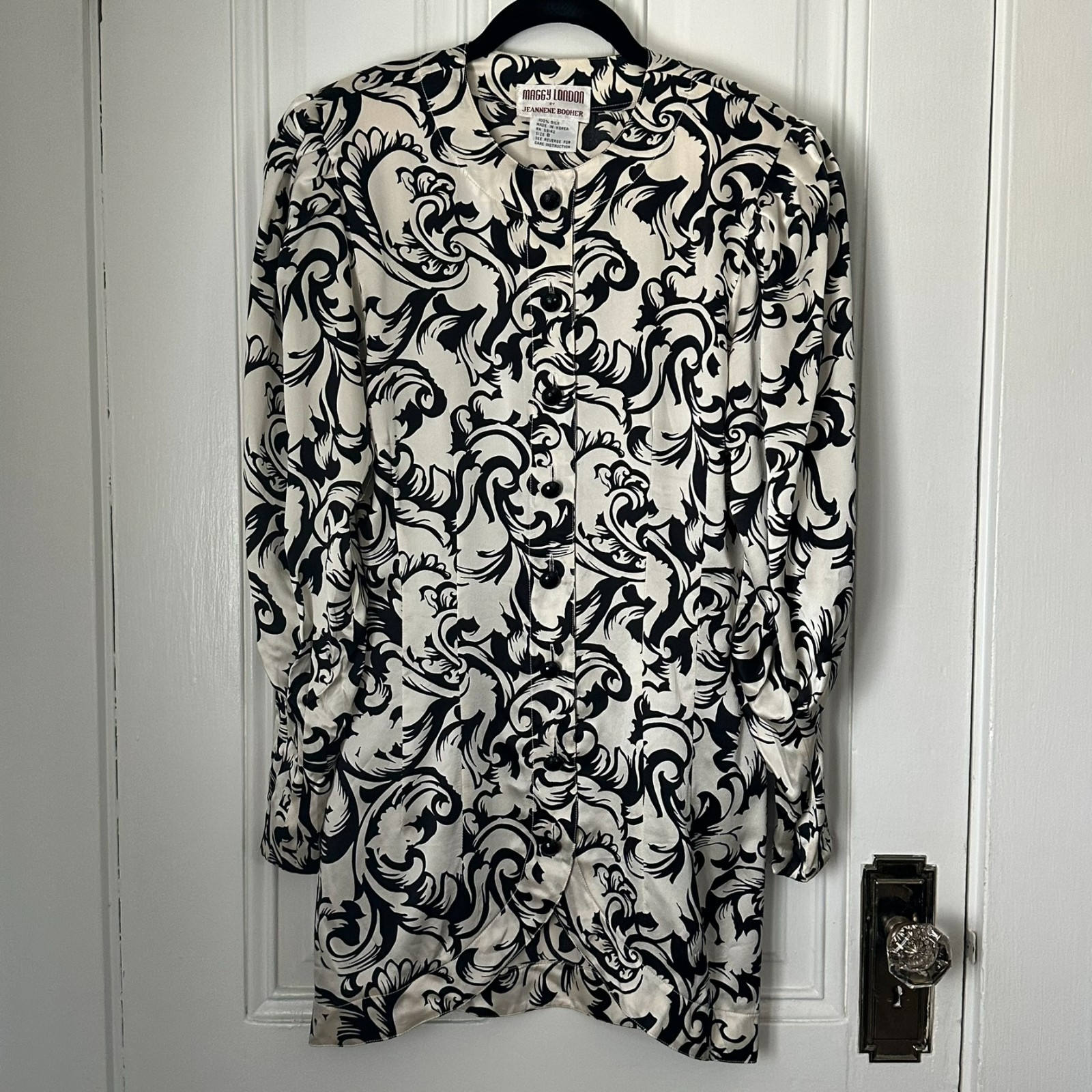 Vintage Maggy London by Jeannene Booher Silk Baroque Print Tunic Blouse/Dress 8