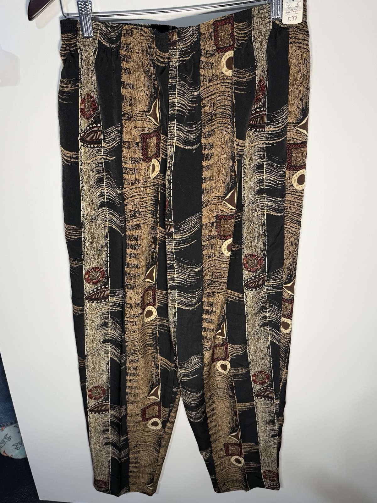 Y2K Geometric Design Brown/Tan Peter Popovich Pants, Serious Screech Vibes