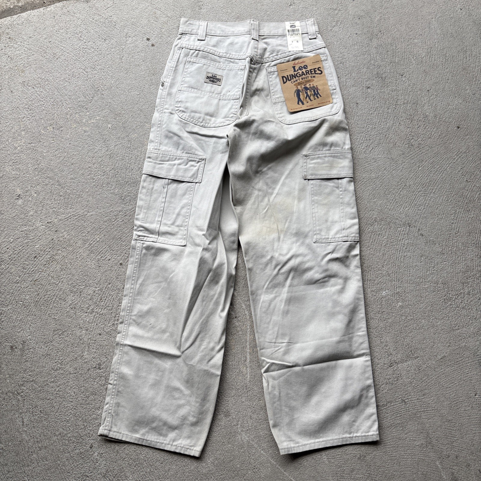 Vintage 90s LEE Cargo Pants Wide Relaxed Khaki Tan Beige USA Juniors 7 S
