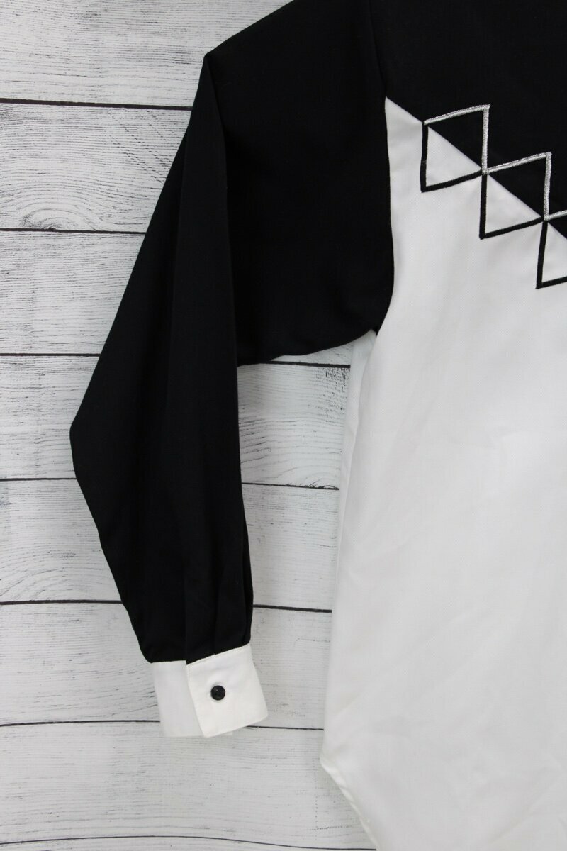 Vintage Joyce shirt Womens 12 Long Sleeve White black Sequin Bling 1980s