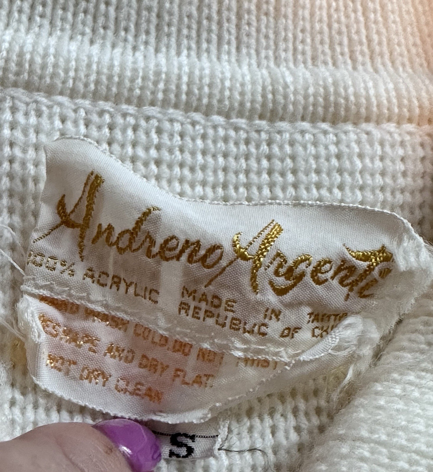 Vintage 70’s Andreno Argenti Embroidered Knit Sweater Cardigan Tennis Pickleball