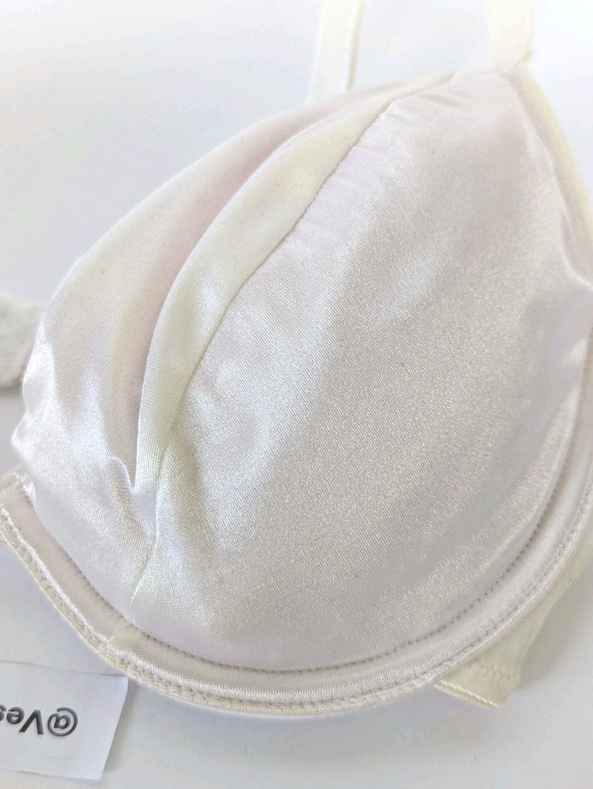 Vintage Victorias Secret Second Skin Satin Bra Miracle White Bow 34C 2002