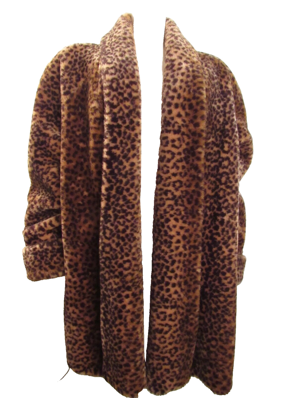 Vintage 70s 80s Monterey Fashions Faux Fur Leopard Coat Women’s Size Large