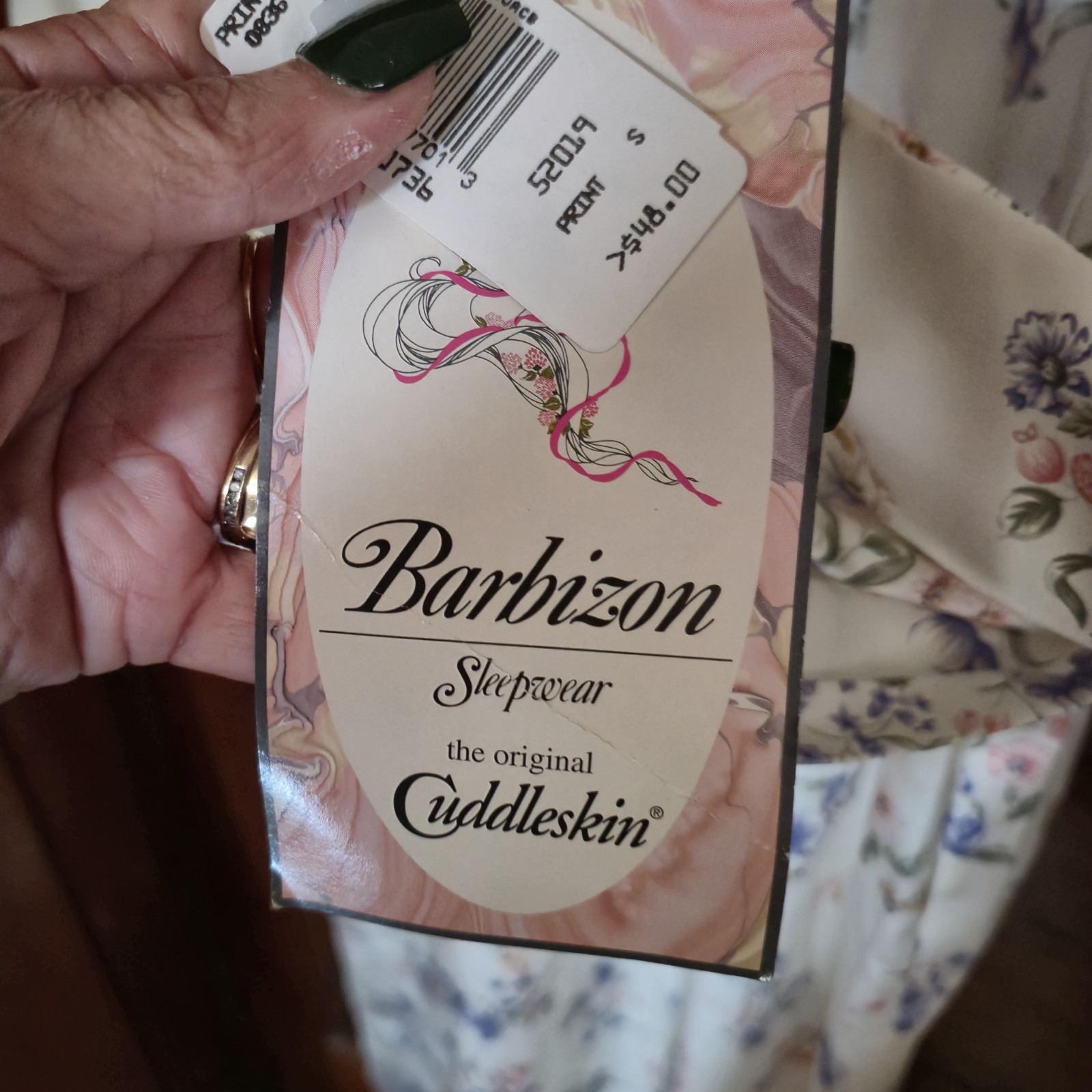 Vintage Barbizon Cuddleskin Satin Nightgown Womans Small Floral Sleepwear