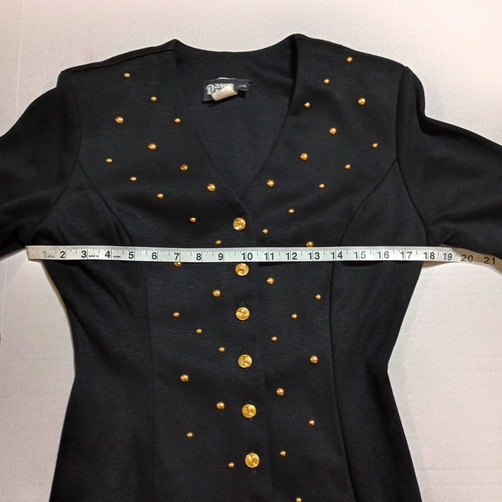 Vtg Black Knit Button Up Dress Size 10 Dawn Joy 1970s 1940s Femme Fatale NWT
