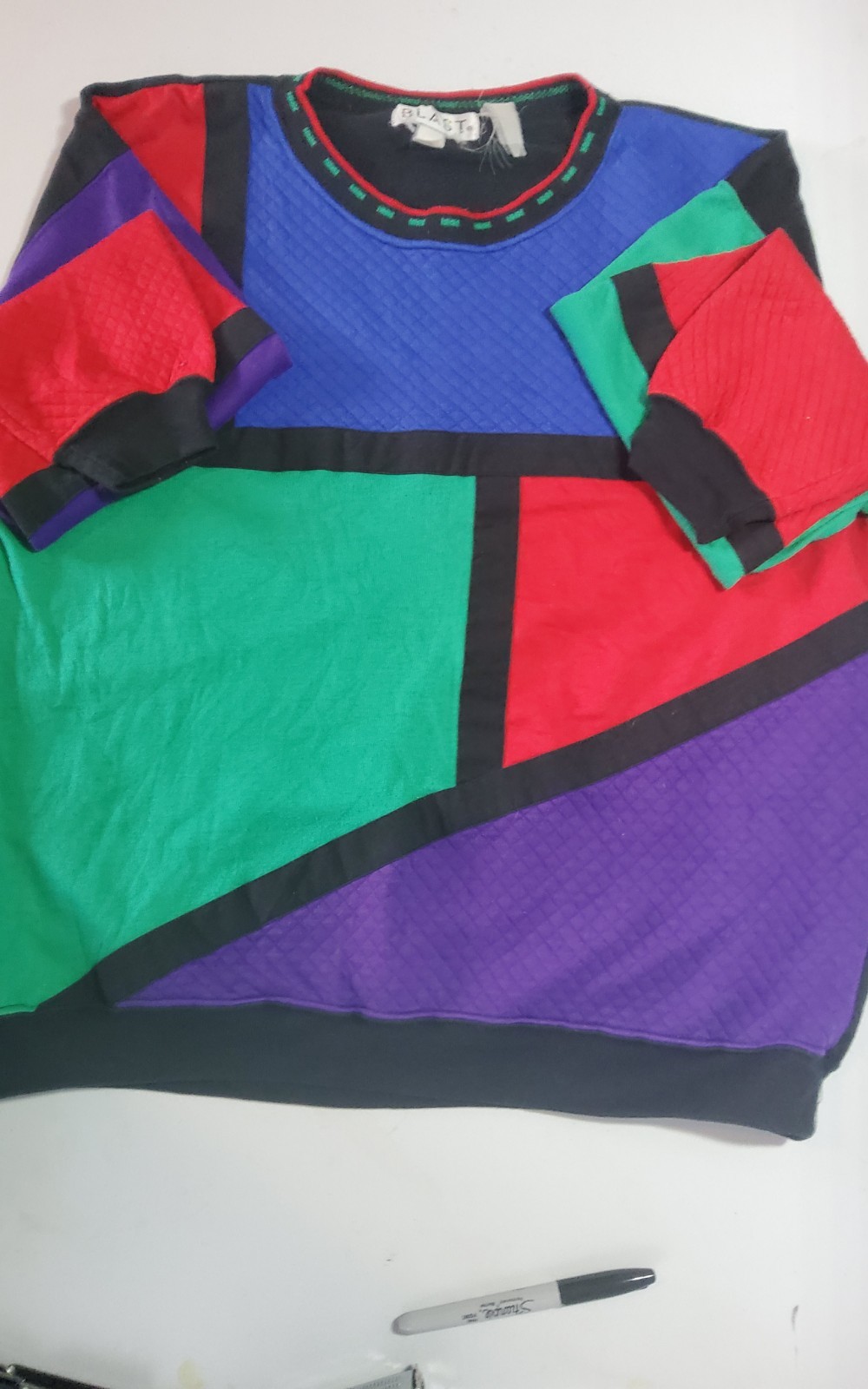 Vintage 80s Women’s Blast Color Block Sweatshirt Size Medium School Preppy Retro