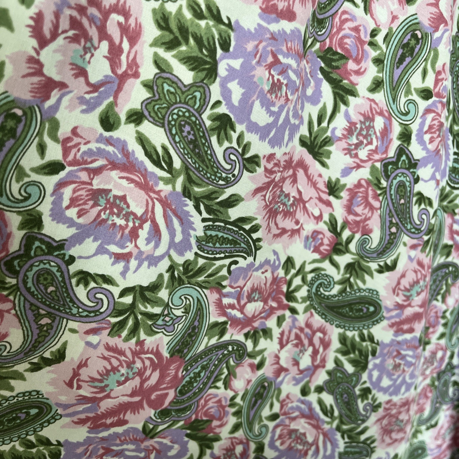VINTAGE E.D. MICHAEL BELTED FLORAL Paisley RAYON DRESS SIZE 5-6 Padded Shoulders