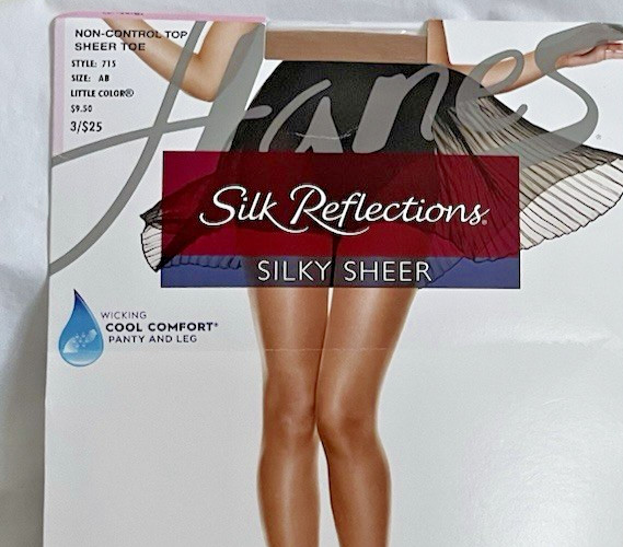 NIP Lot 2 Hanes Silk Reflection Sheer Toe 715 reinforced Toe 716 AB Little Color