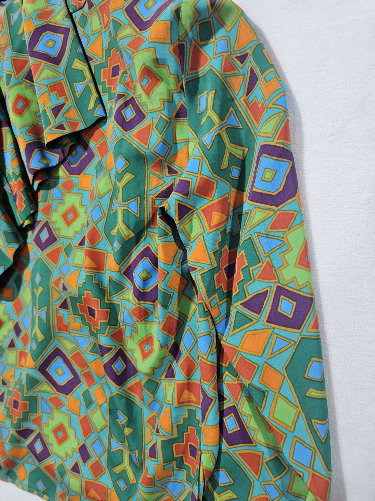 Retro 90s Geometric Print Set Deadstock NWT Art Eclectic Grandma Blazer Skirt M