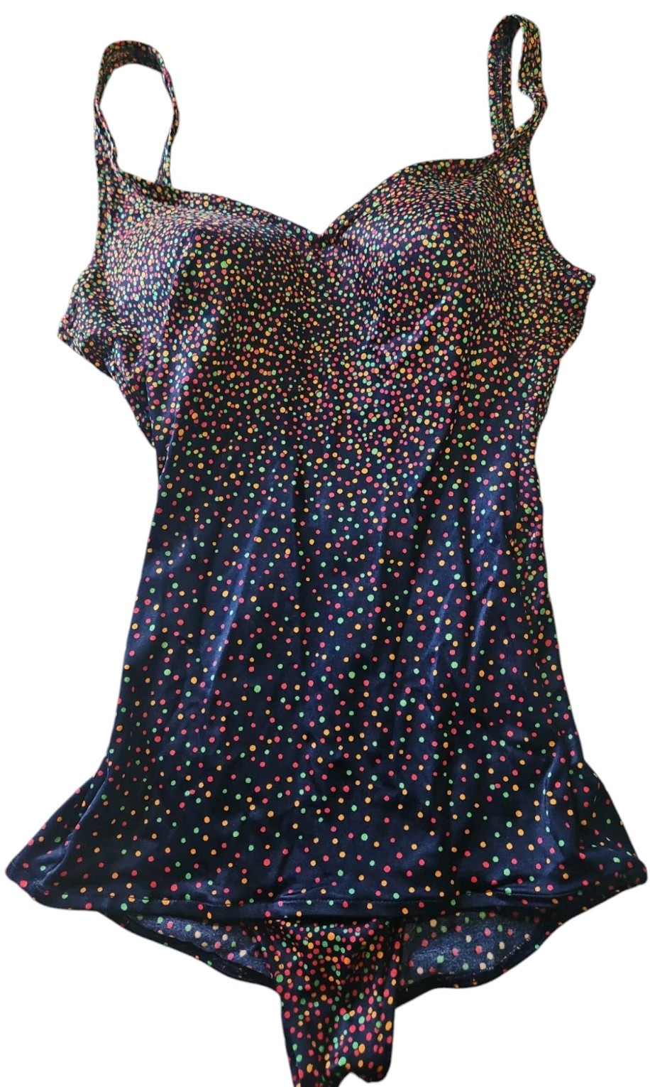 Vtg 60s Rose Marie Reid Polka Dot Swimsuit One Piece Bullet Bra Union Made Small