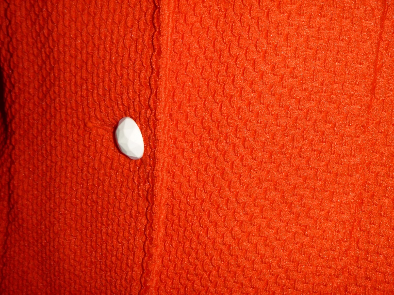 Vtg 70s Koret Red Textured Poly Blazer Jacket Red & White Trim Sz S/M