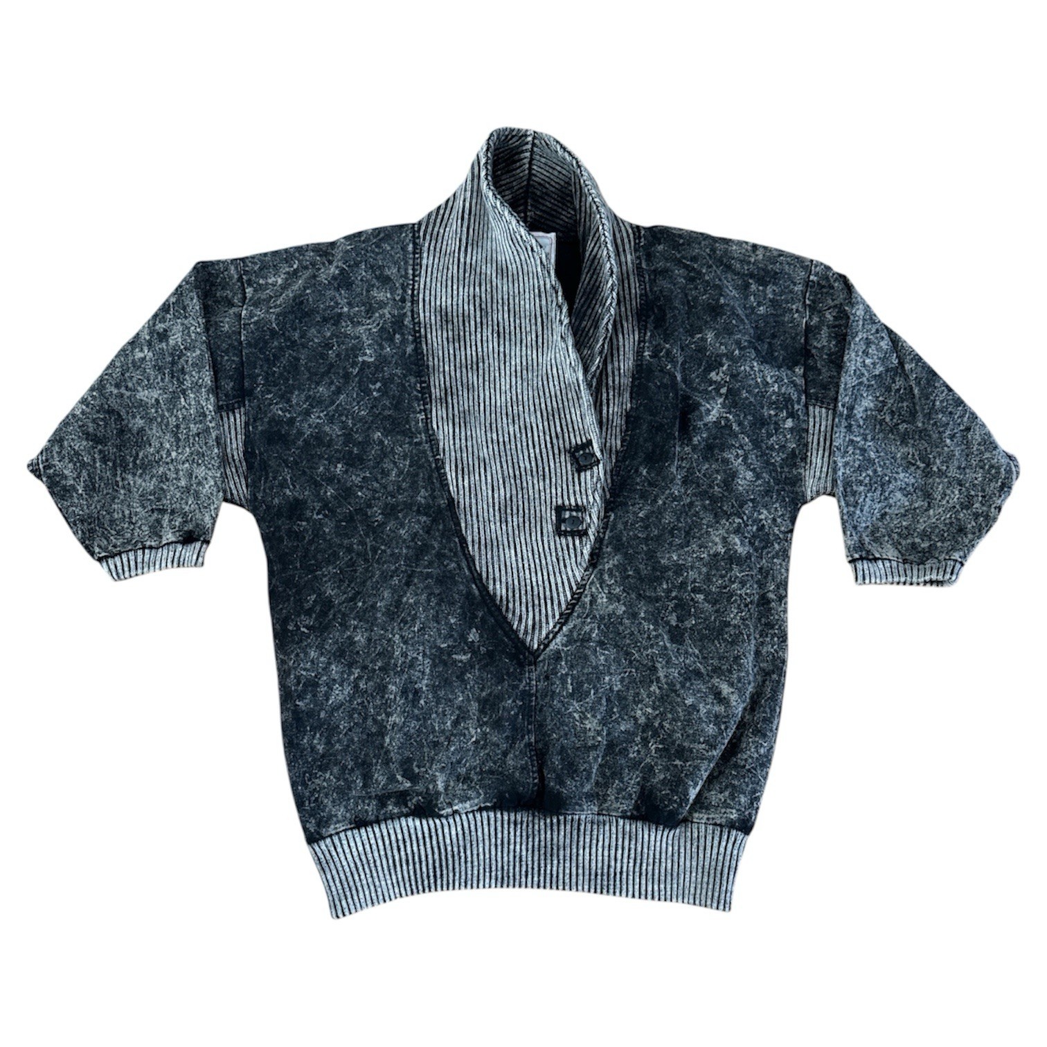 VTG Organically Grown 80s Grunge Punk Button Gray/Black Sweater Shirt Women’s S