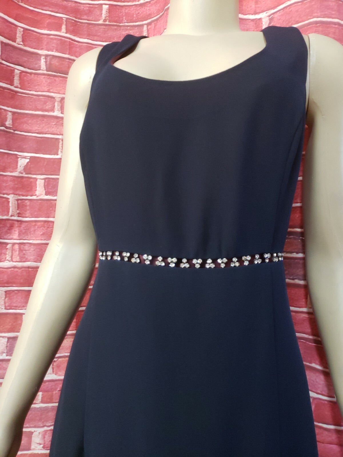 After Dark Vintage Size 15/16 Navy W Rhinestone Women’s Dress #W2