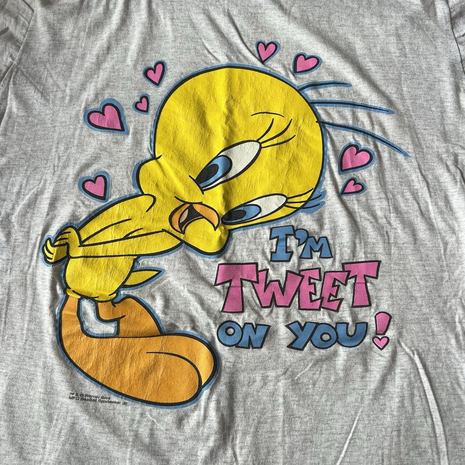Vintage Tweety Im Tweet On You XL Gray Oversized Pajama Shirt 90’s T-Shirts