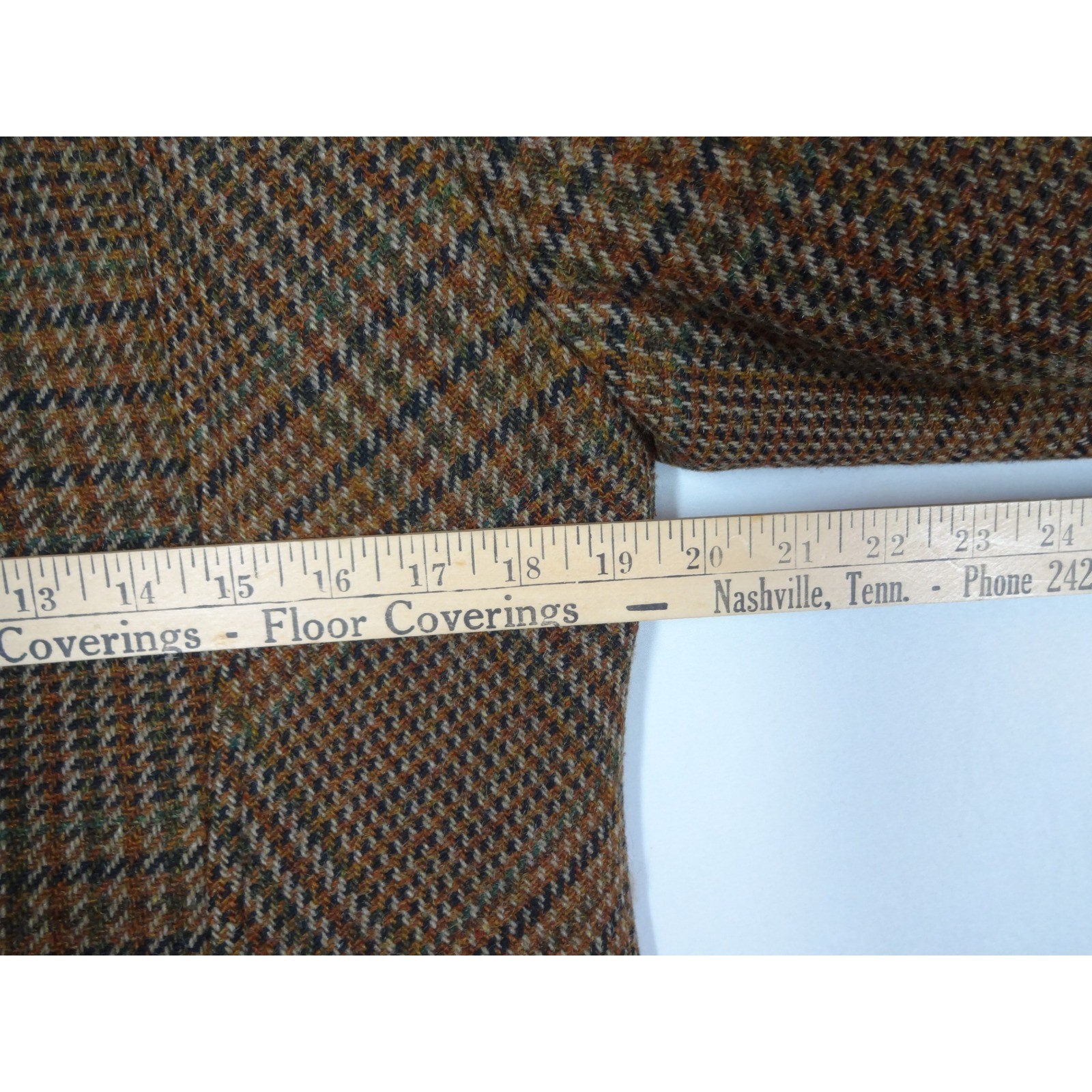 Vintage ILGWU Tweed Coat Women M Brown Fur Trim Belted 60s Retro Dark Academia