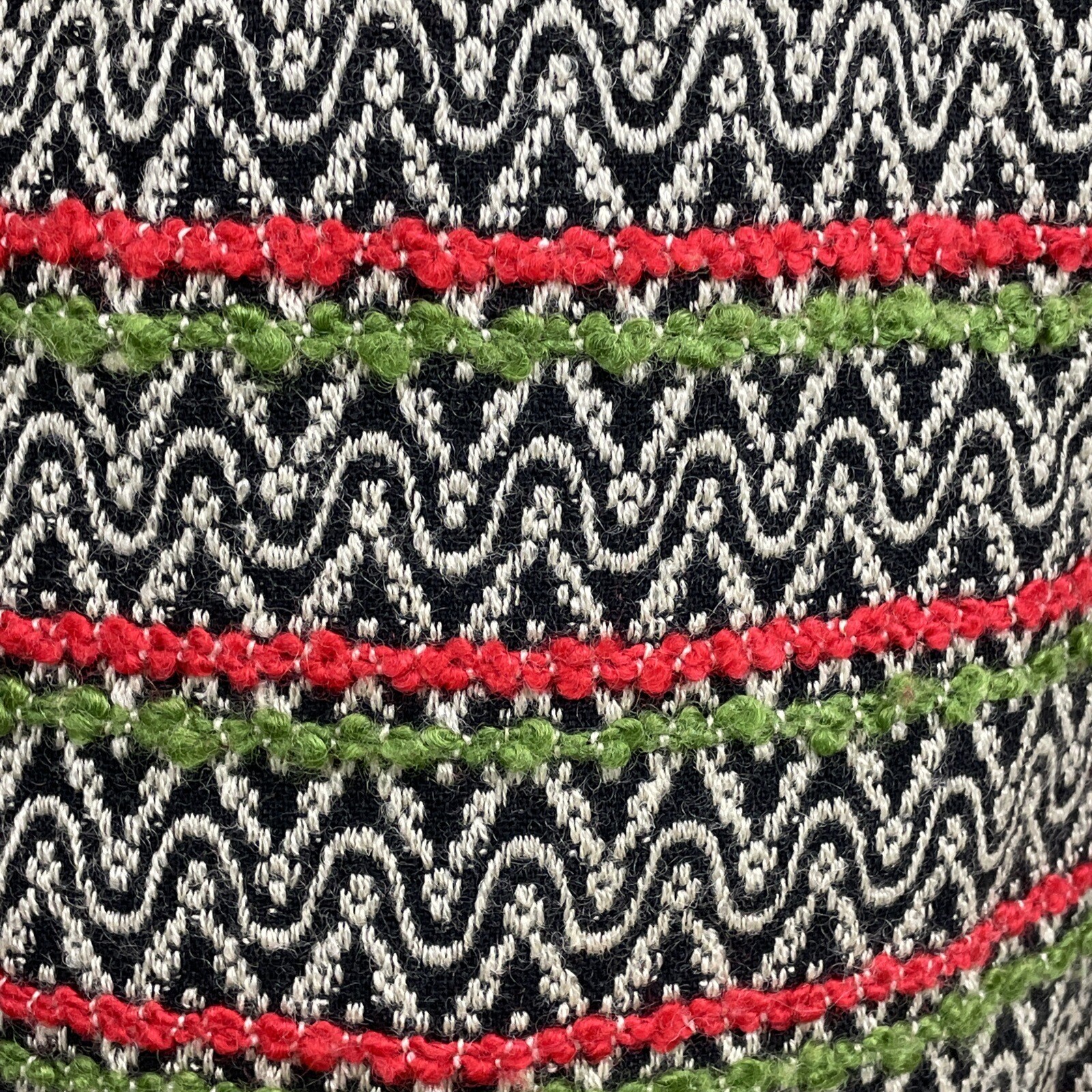 Vintage 60s Handmade Boucle Suit XXS Cropped Jacket Skirt Green Red Black