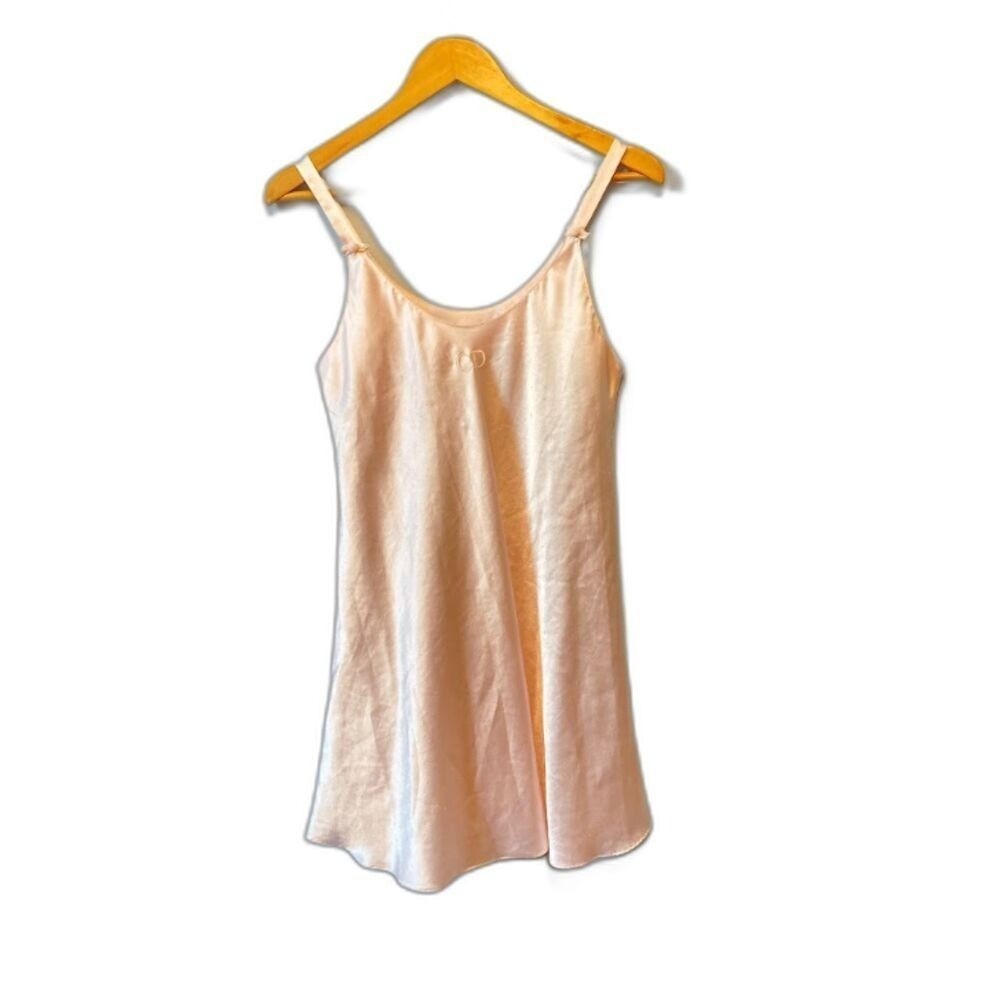 Vintage Christian Dior Satin Slip Dress Pink Lingerie Chemise CD Monogram