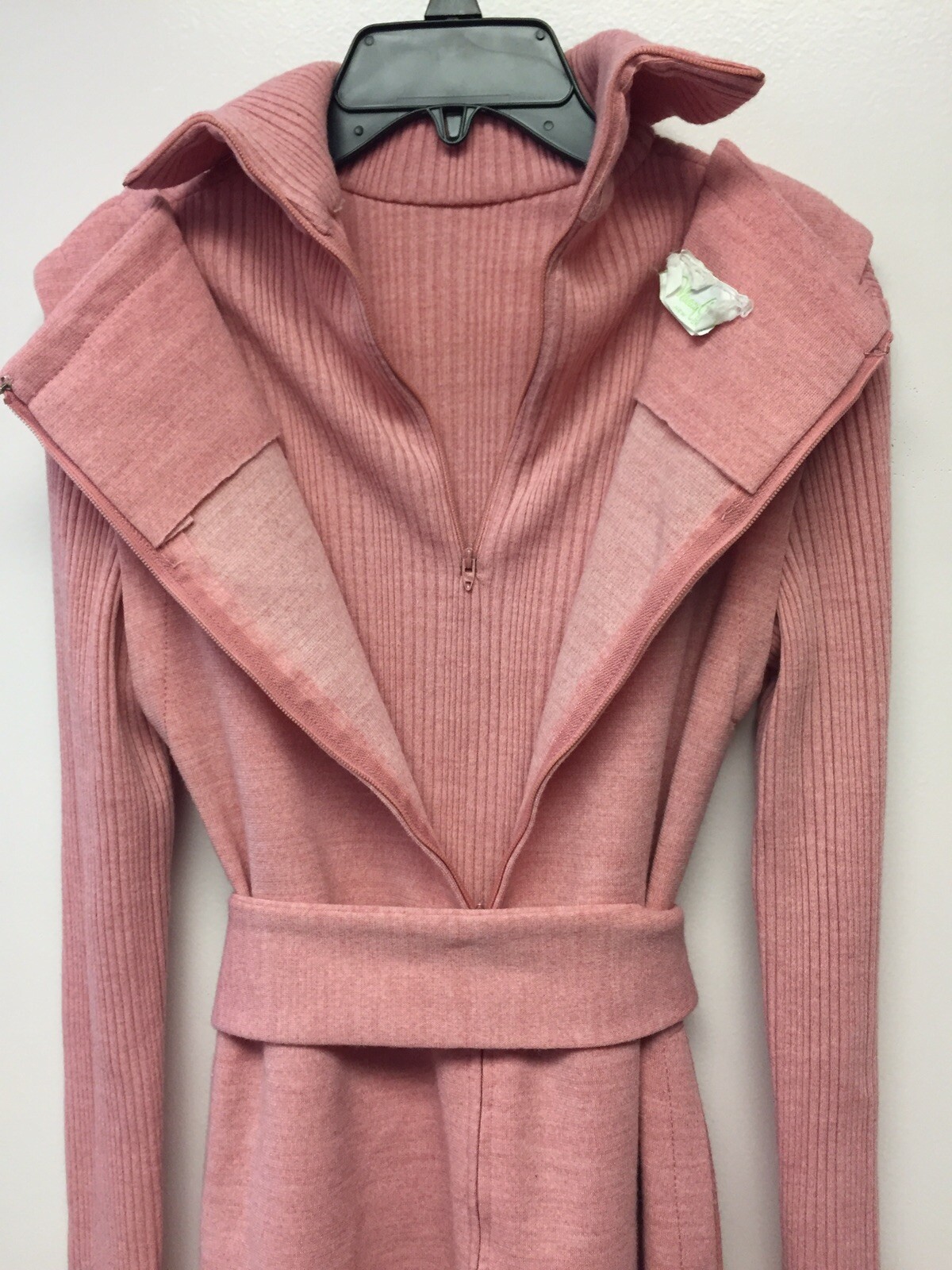 Nancy Greer New York Pink Belted Turtleneck Sweater Dress Combo S M Vintage