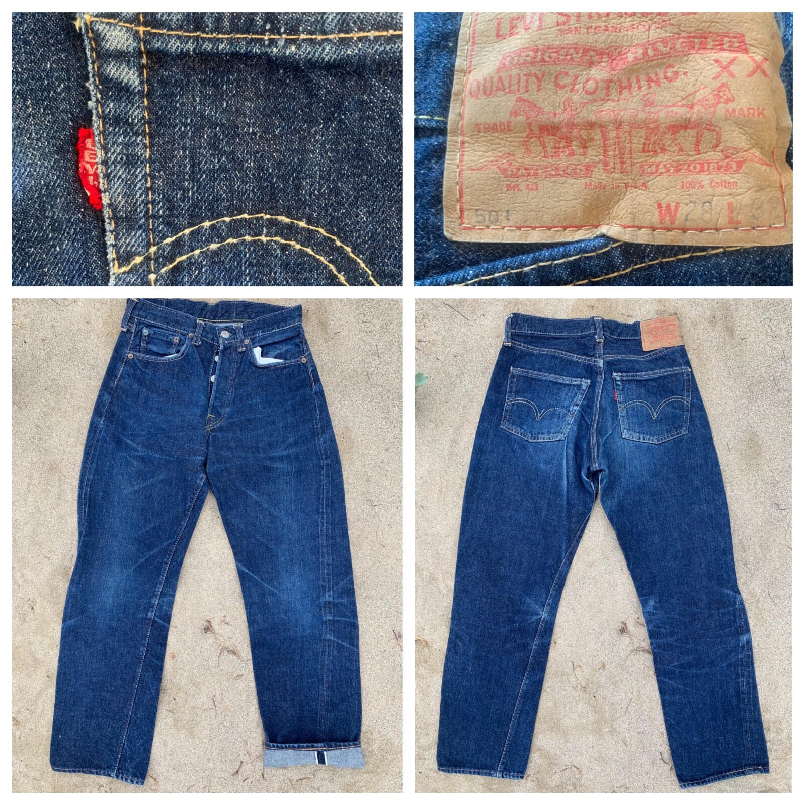 Extremely Rare Vintage Levi’s 501 Big E Jeans – Pre-1969, Dark Blue Wash