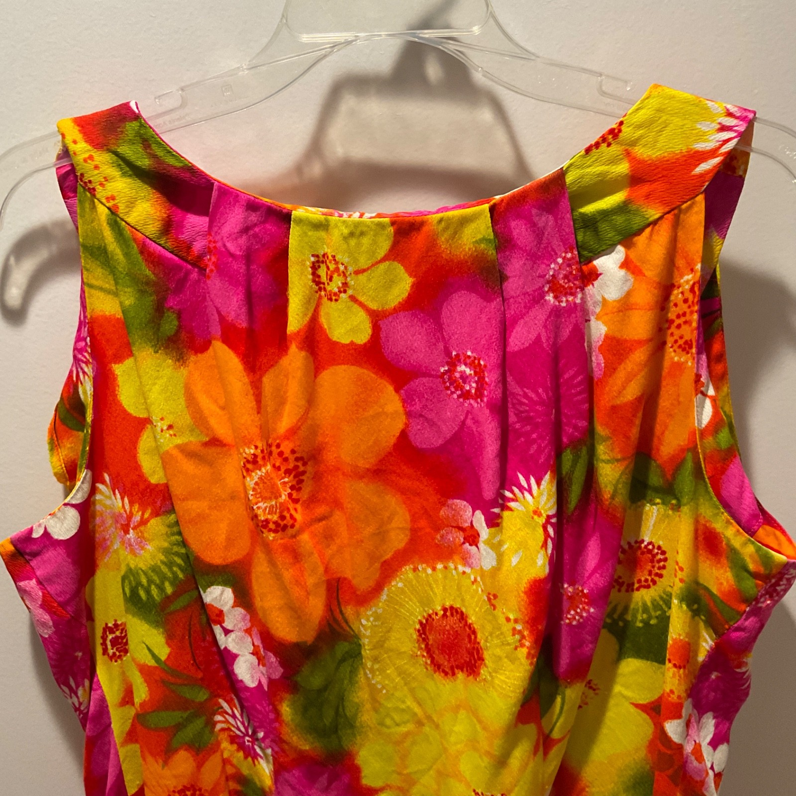 Vintage 60s 70s Hawaiian TIKI Dress The Sample Shop Hawaii Day Glow Floral XXL
