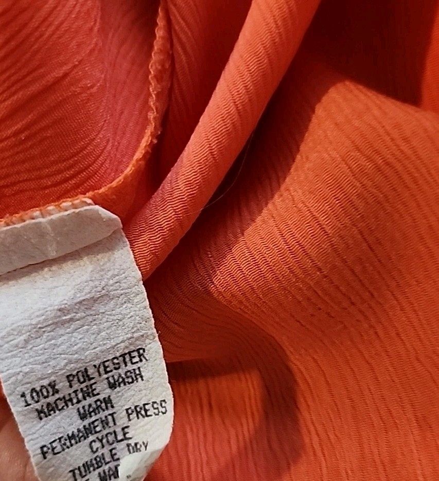 Vintage Ruth Norman Saks Fifth Avenue Orange Tunic Top Sz.L~READ~3/4 Sleeve~USA