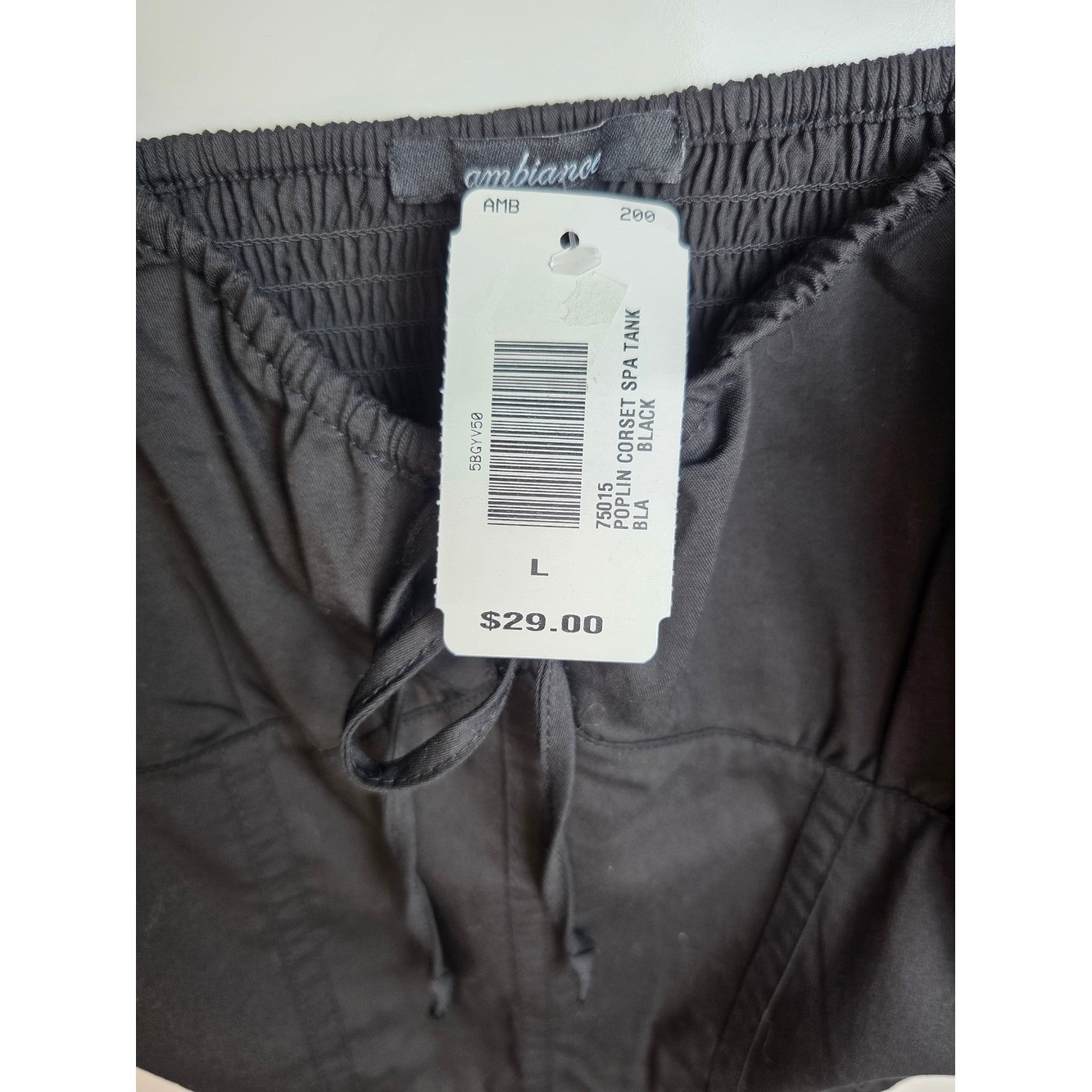 NWT Ambiance Black Poplin Corset Crop Top Size Large Poplin Smocked Back