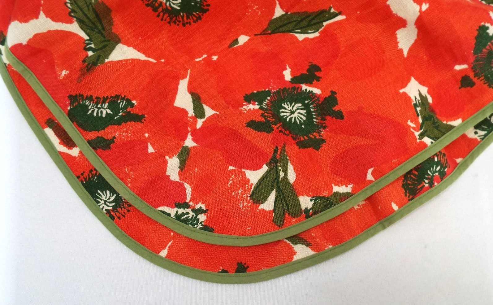VTG Vera Neumann Cotten Linen Hostess Wrap Skirt PERFECT Poppy Red Green Floral