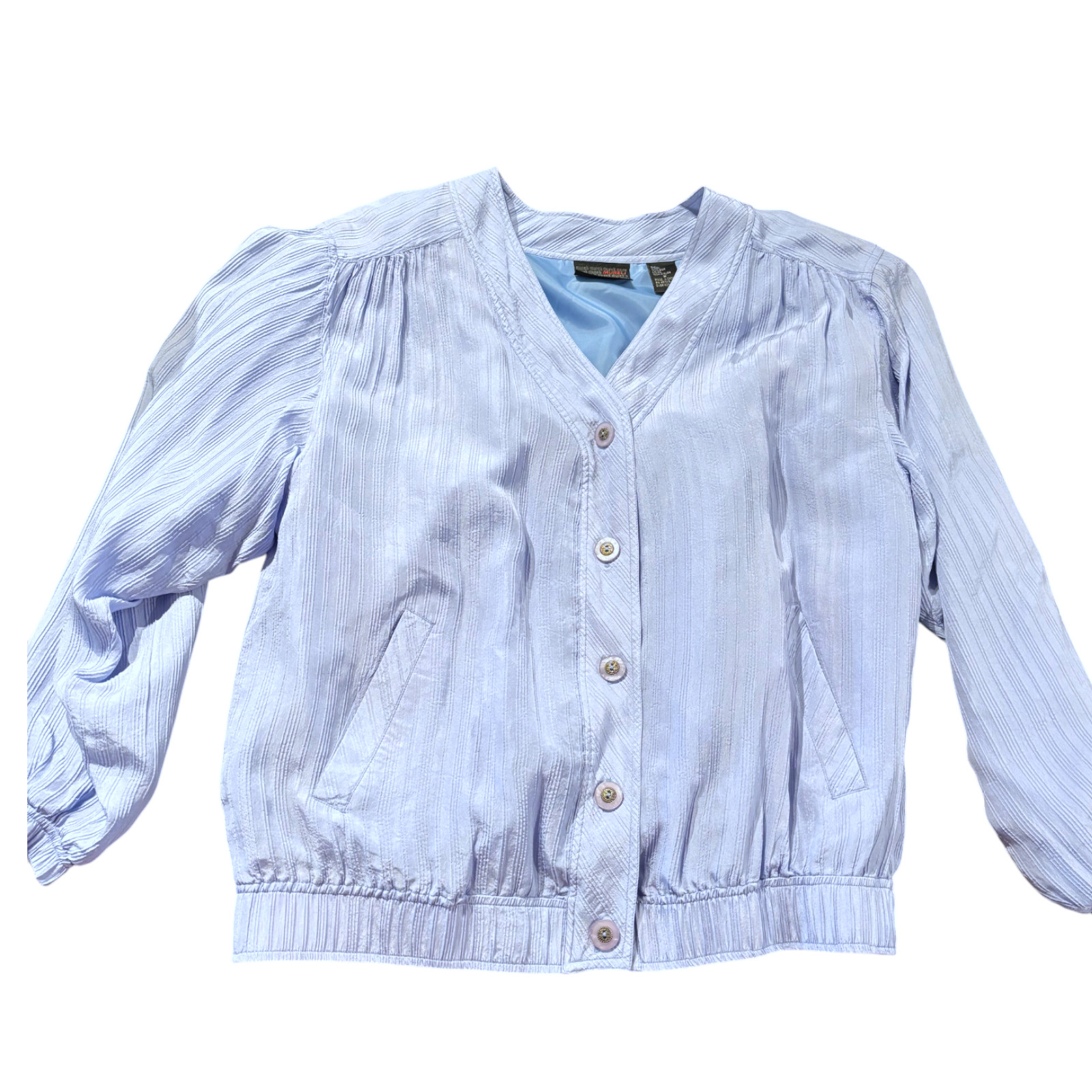 Mureli Vintage blue 100% Silk Jacket and Pants set track suit sz M