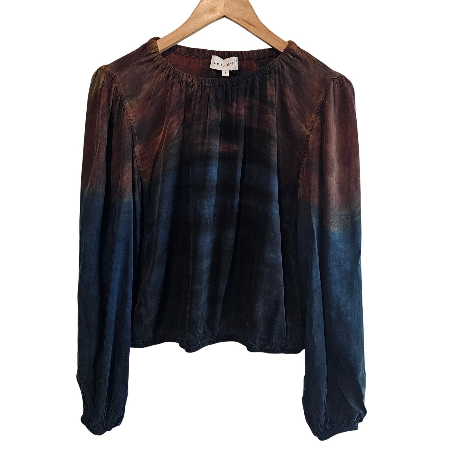 Y2K Blouse Women Small Blue Ombre Whimsygoth Fairy Boho Relaxed Glam Indie