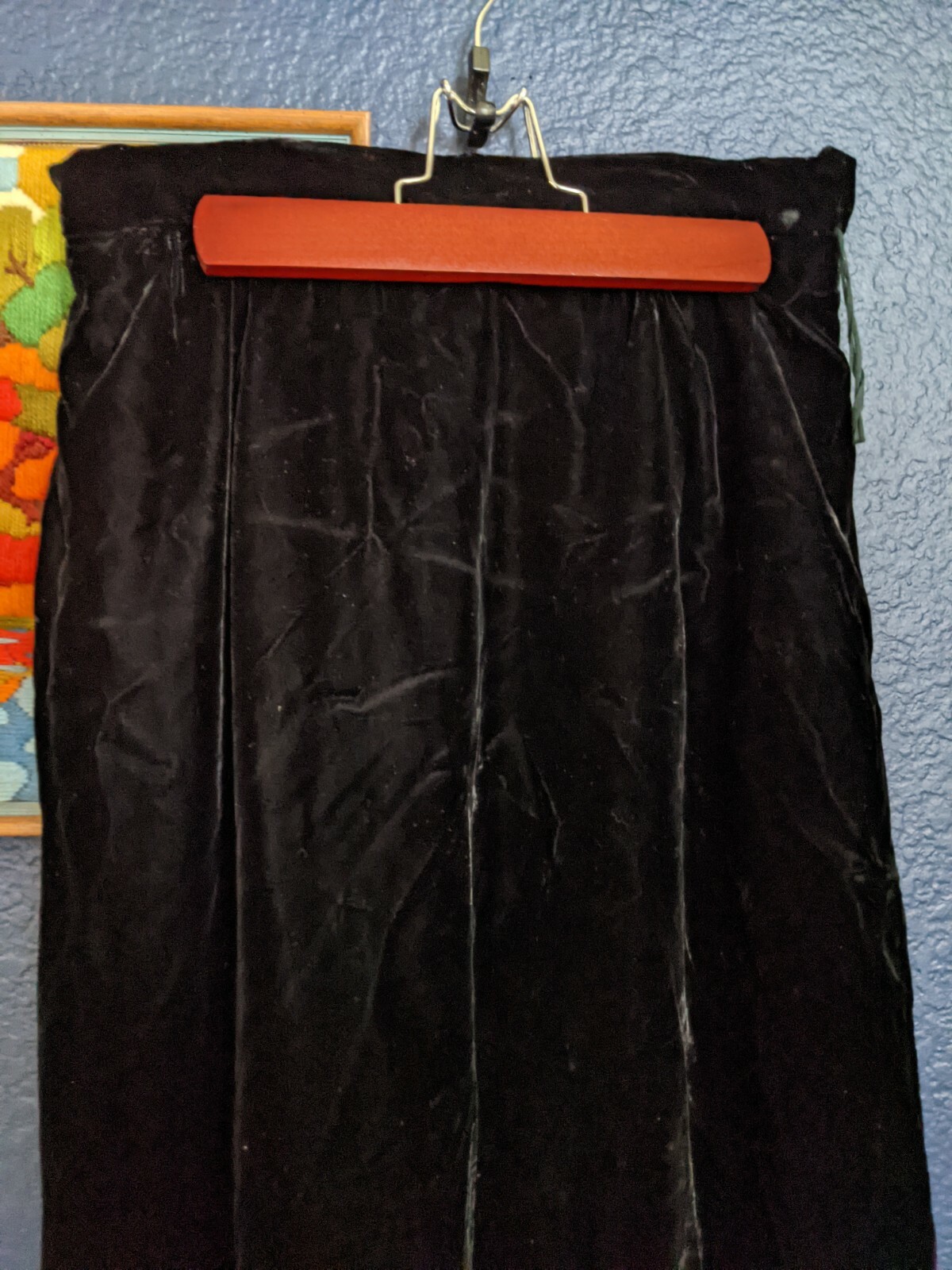VTG Malbe 1970s Black Velvet Maxi Long Skirt Sz Small S