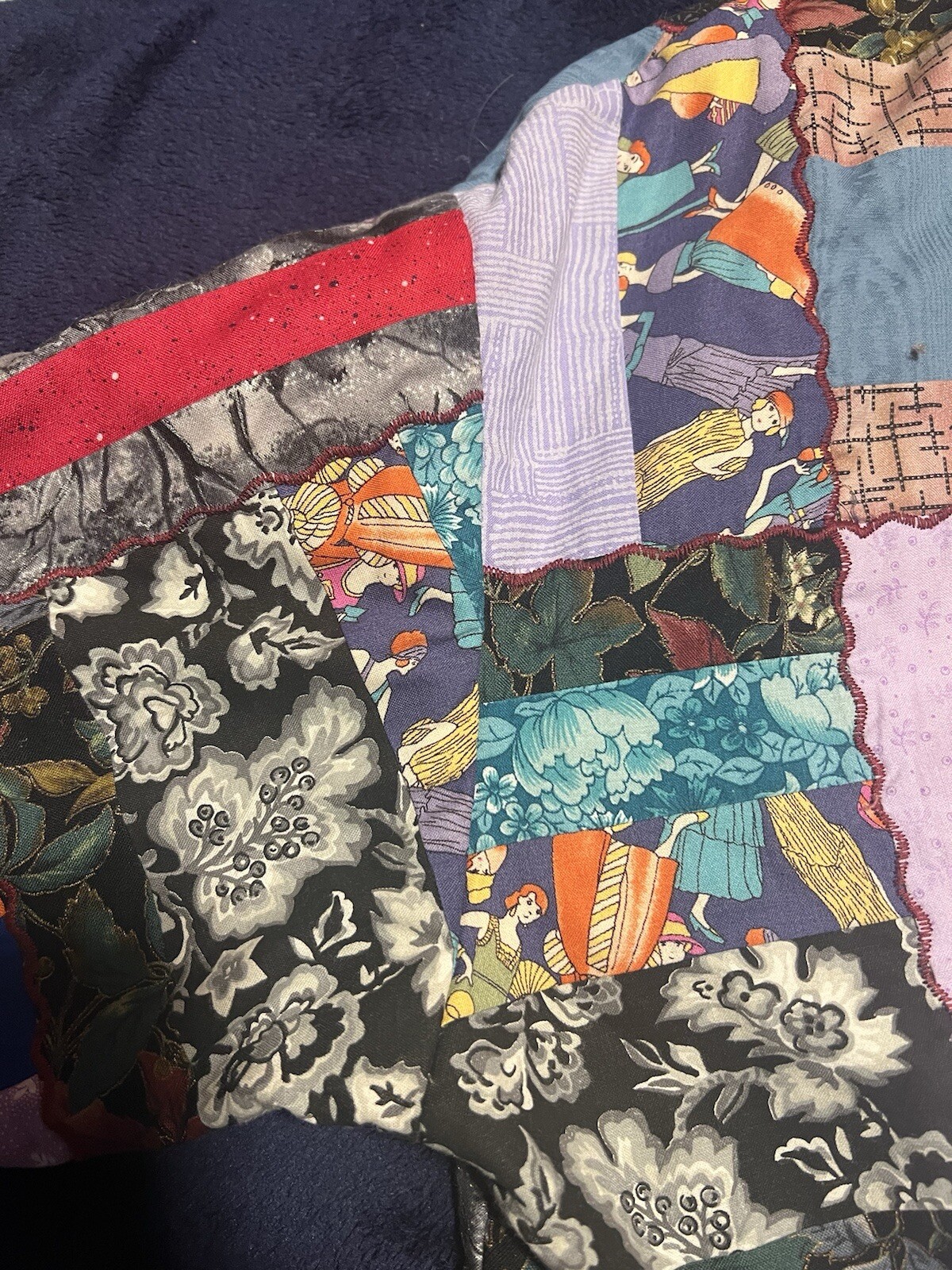 Handmade Patchwork Women’s Jacket Flowers Cats Plants Large Vintage
