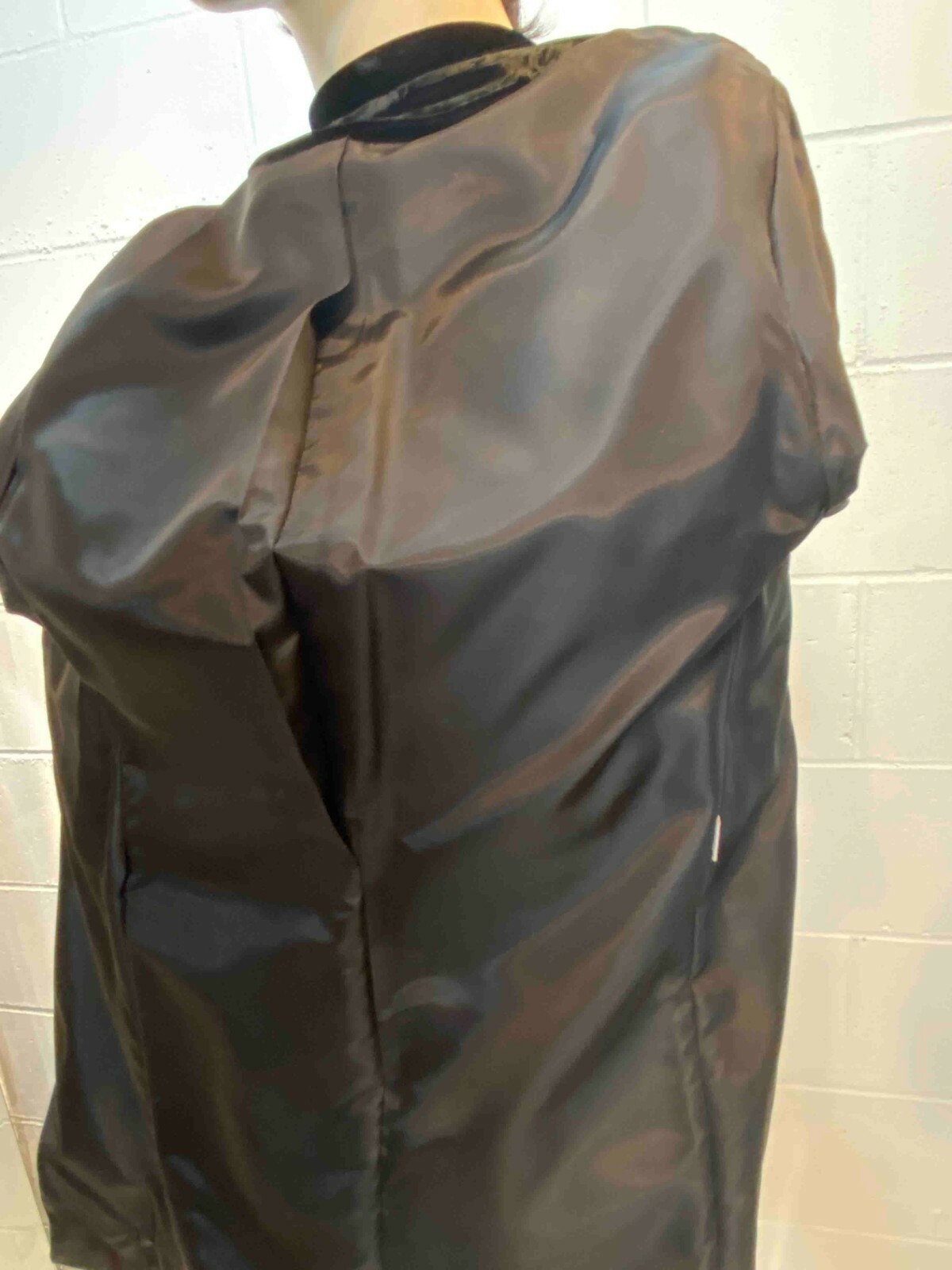 S~M Vtg 60s VELVET Dress COAT Black Elegant Asymmetrical USA Rhinestones GLAM
