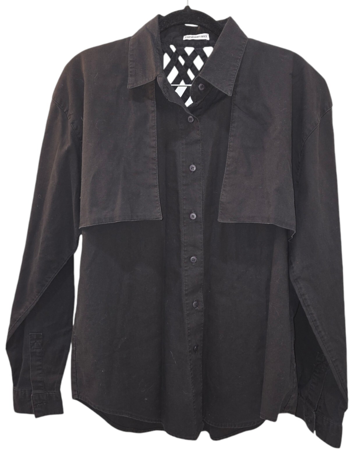 Vintage Western Shirt Womens Medium Lattice Back Cowgirl Front Flaps 90s