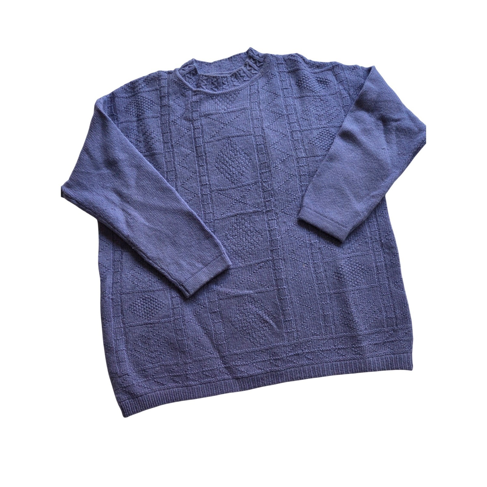 United Colors of Benetton Chunky Knit Periwinkle Purple Sweater Unisex Vintage M