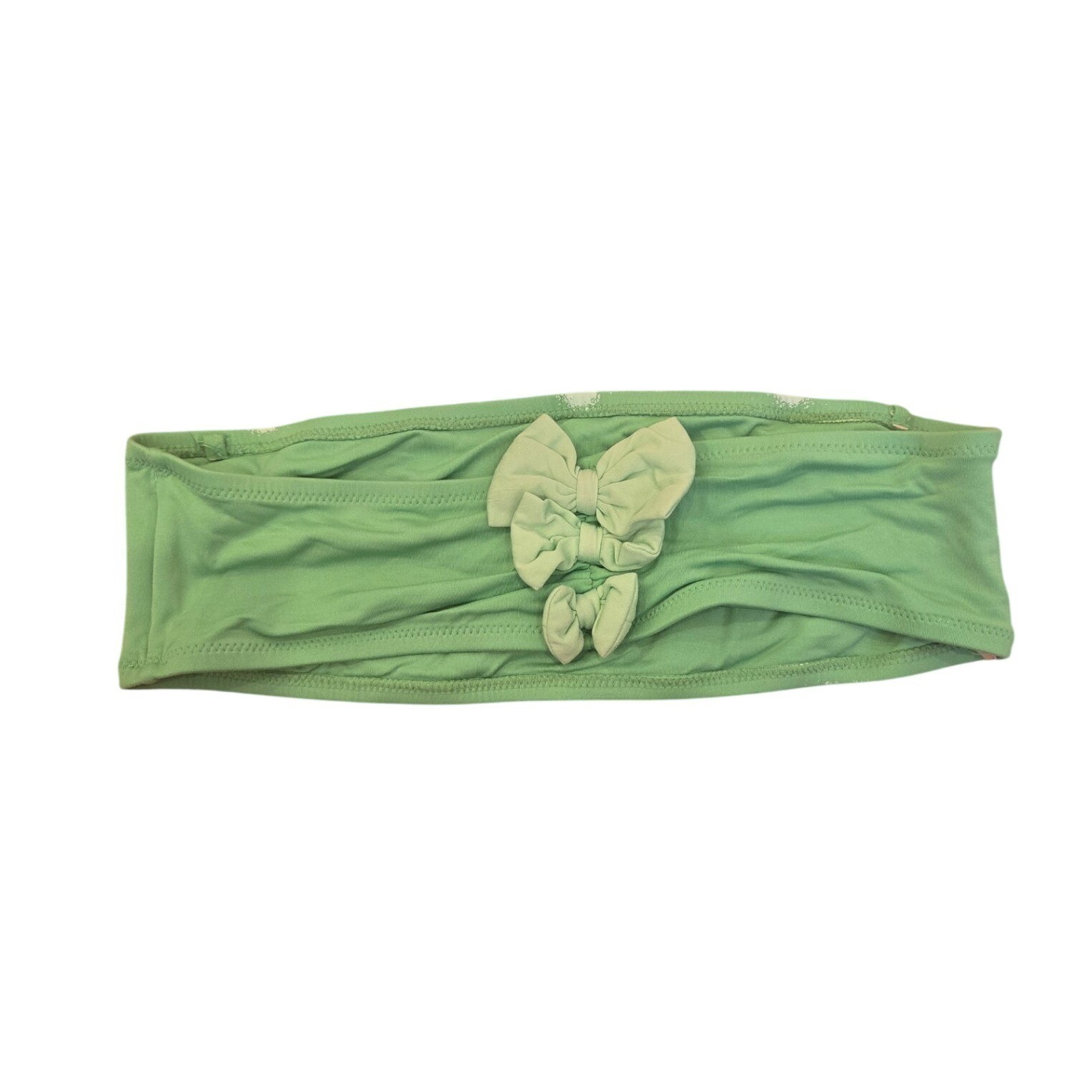 Y2K Vintage Juicy Couture Swim Top Bandeau Bikini Green Bow Graphic Print Large