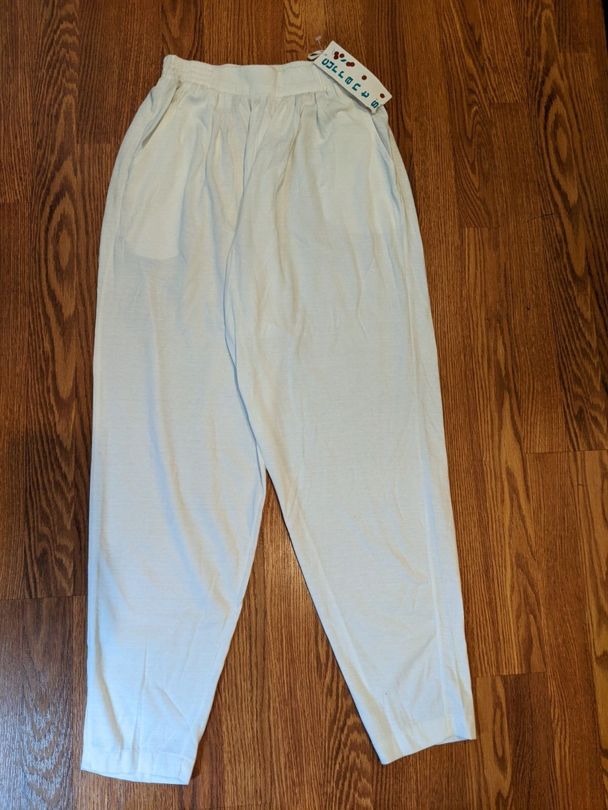 NEW VINTAGE CURRANTS BY JERI WHITE COTTON POLY CARROT PANTS STRETCH WAIST L NWT