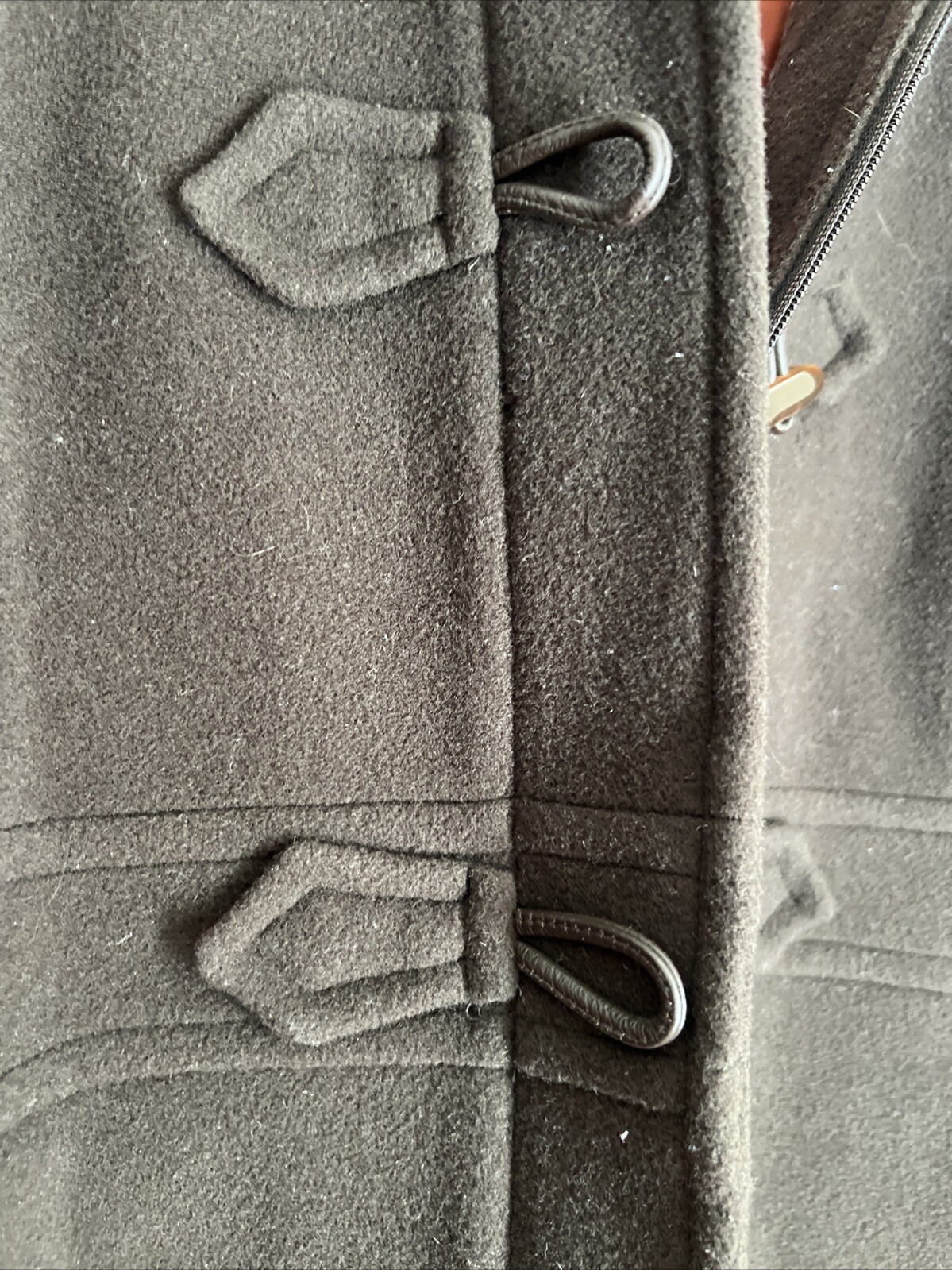 Ladies Fleet Street Brown Wool Coat Size M, Faux Trim Hood