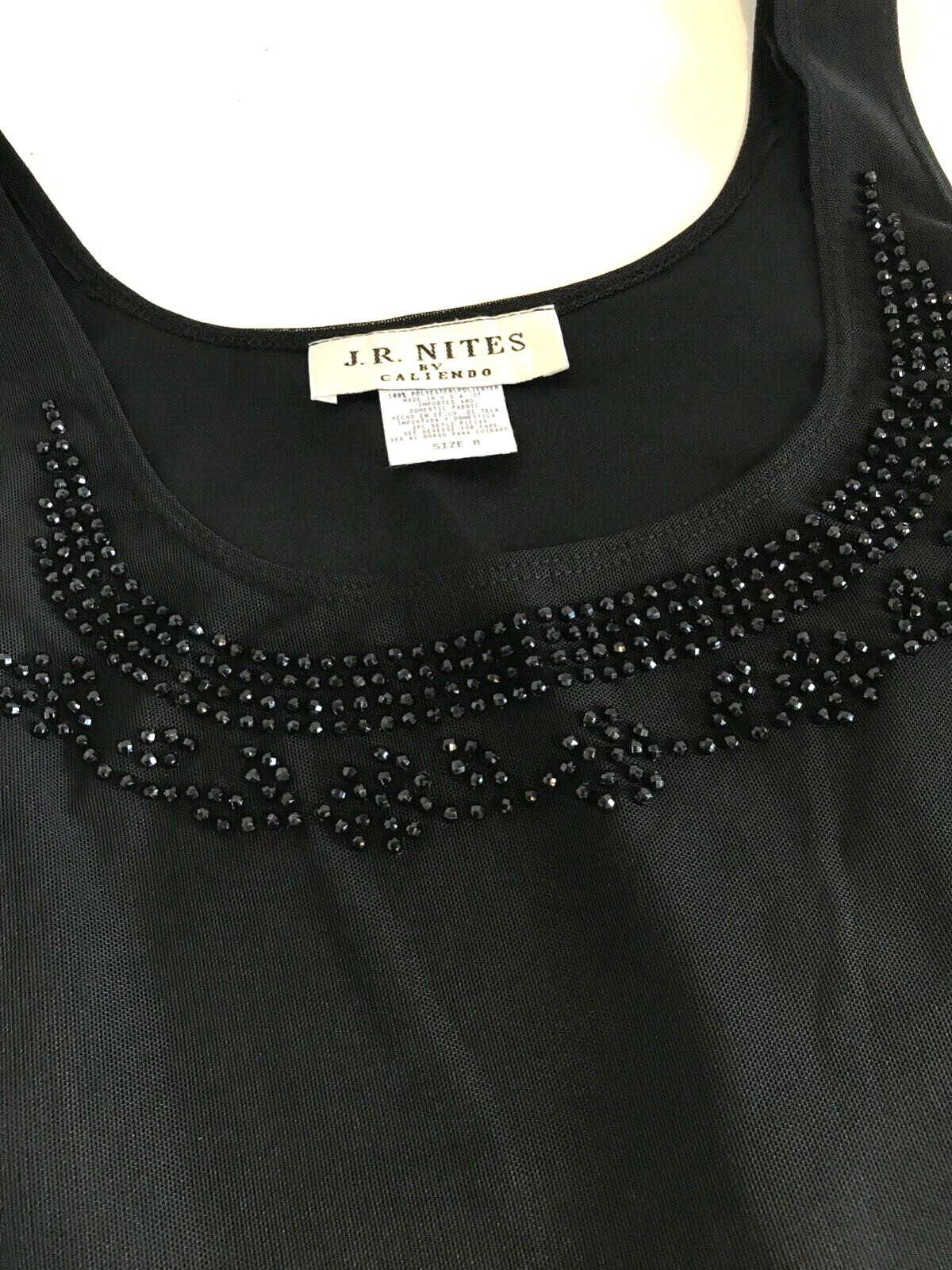 90s Y2K Tank Top Crop, 6 Blouse Shirt BlacK baby tee JR Nites by Caliendo, Bead