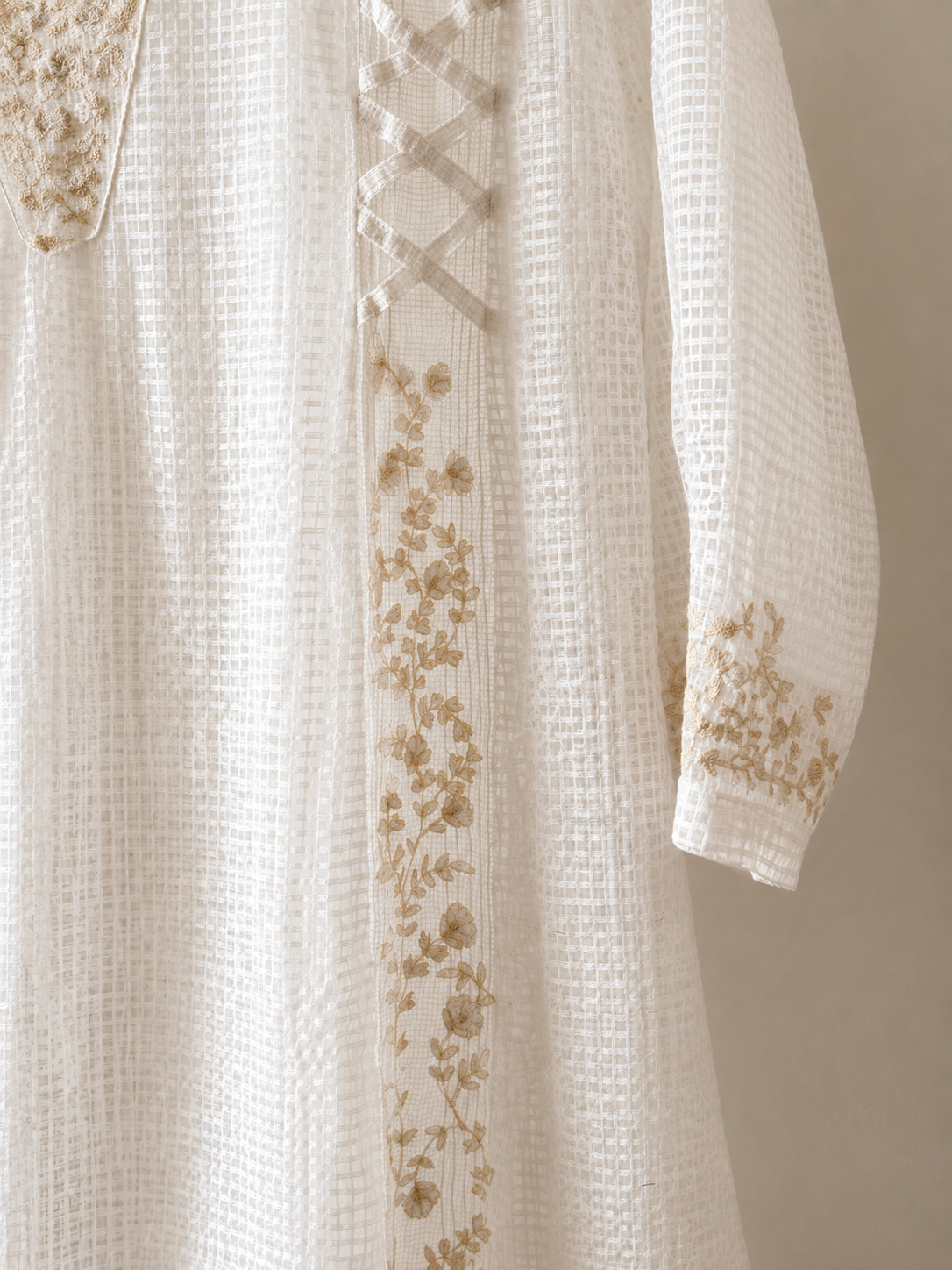 Vintage Embroidered Boho Midi Dress White Crochet Lace Cottagecore