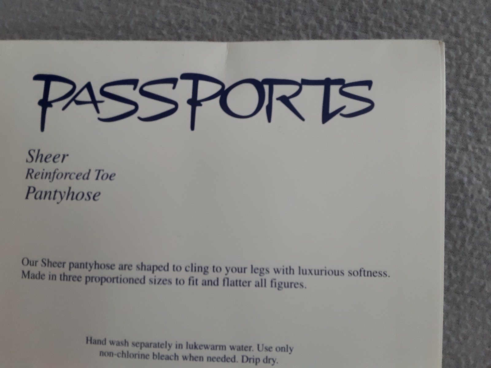 PASSPORTS 2 Pairs Sheer Reinforced Toe Pantyhose Navy Sz. B NIP Old Stock